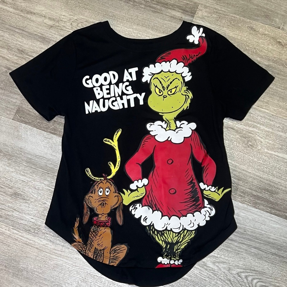 Grinch Juniors' Good at Being Naughty Holiday Graphic‎ T-Shirt XS (1)